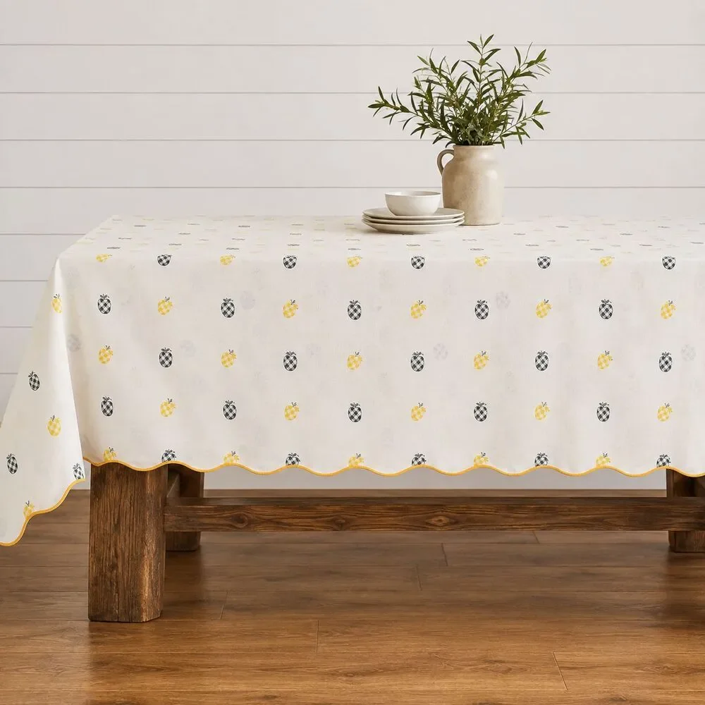 Farmhouse Kitchen Yellow Trim Apple Tablecloth Country 90x60